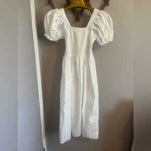 Vanessa Scott cotton White Puff Sleeve Dress cottage core bridal events SM